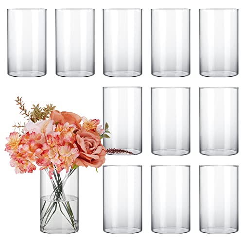 CUCUMI 6 Inch Glass Cylinder Vases for Centerpieces and Home Decor
