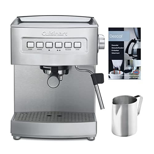 Cuisinart EM-200NP1 Programmable 15-Bar Espresso Maker Bundle with Descaling Powder and Frothing Pitcher (3 Items)