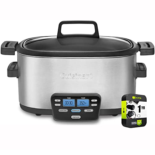 Cuisinart MSC-600 6 Quart 3-In-1 Cook Central Multicooker Slow Cooker Steamer Bundle with 1 YR CPS Enhanced Protection Pack