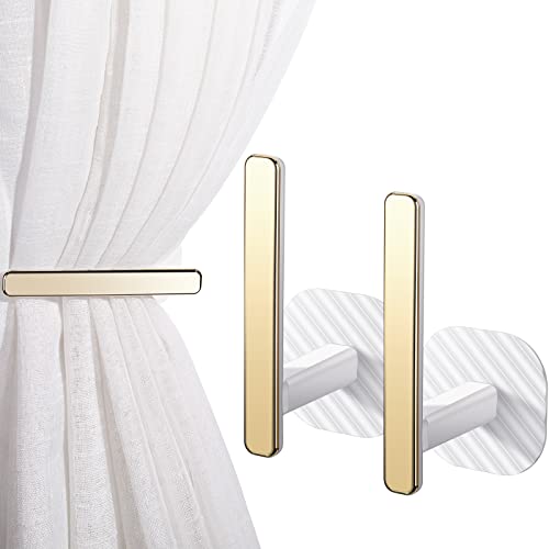 Queekay Gold Self-Adhesive Curtain Holdbacks Nordic Style (White, 2 Pcs)