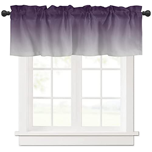 Purple and Grey Ombre Rod Pocket Valance - 54 x 18 inch
