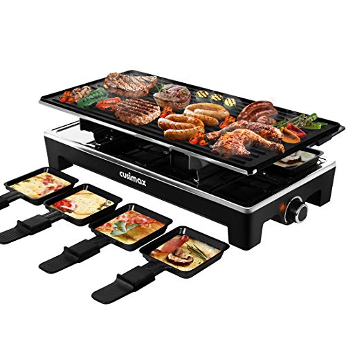 CUSIMAX Raclette Grill Electric Grill Table 2-in-1 Korean BBQ Grill & Cheese Raclette
