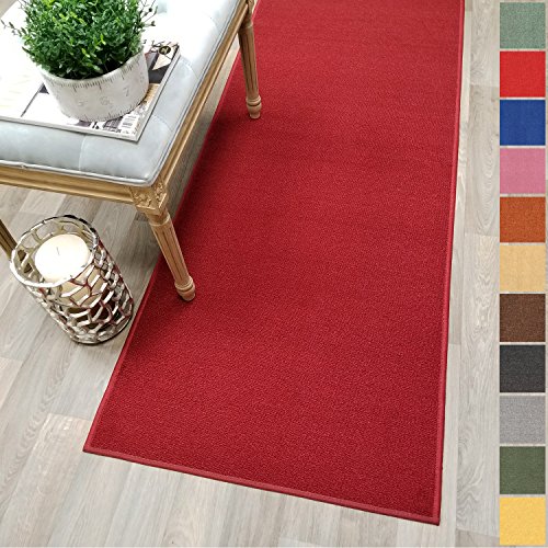 Custom Size RED Rubber Backed Non-Slip Hallway Stair Runner Rug Carpet