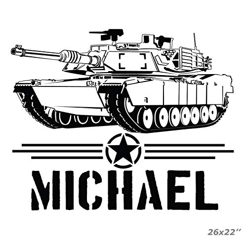 Customizable USA Armed Forces Tank Boy Name Wall Sticker Decal