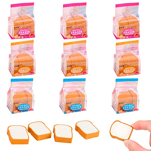 Cute and Realistic 36 Pcs Toast Erasers for School Supplies