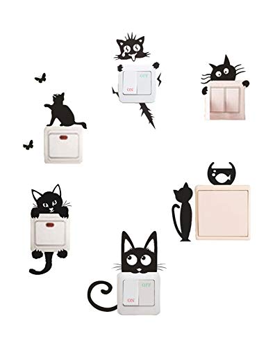 Cute Black Cats Cartoon Switch Sticker