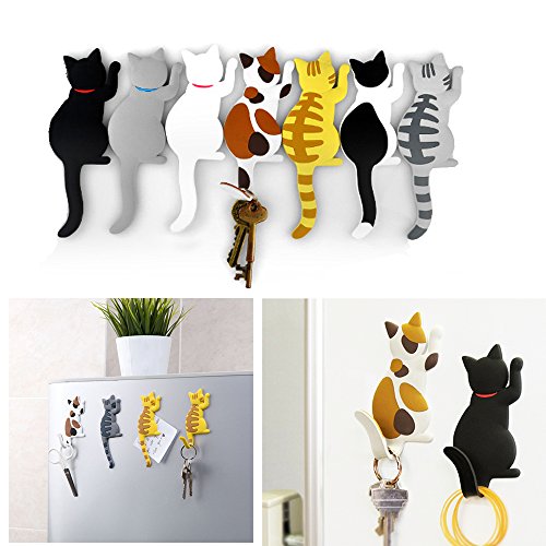 Cute Cat Magnetic Refrigerator Sticker Fridge Magnet Hanging Hook