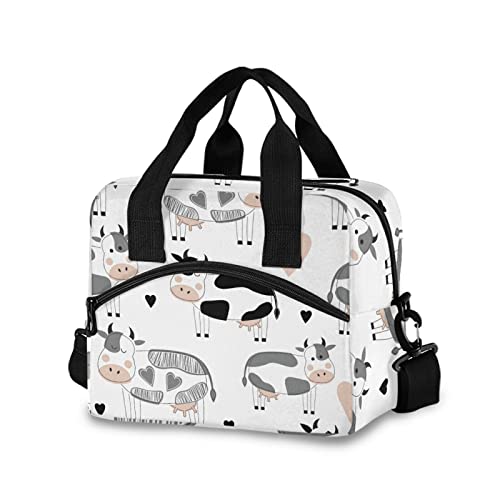 Cute Cows Lunch Bag with Detachable Shoulder Strap