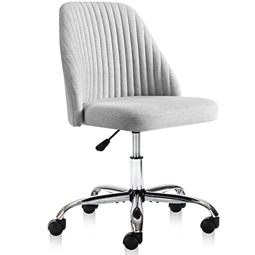 Cute Desk Chair with Wheels: Modern Fabric Armless Office Chair