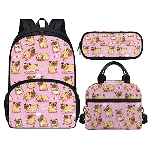 Cute Dog Backpack with Lunch Box for Girls