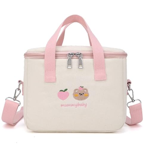 Cute Embroidery Lunch Box - Reusable Thermal Cooler Lunch Tote Bag