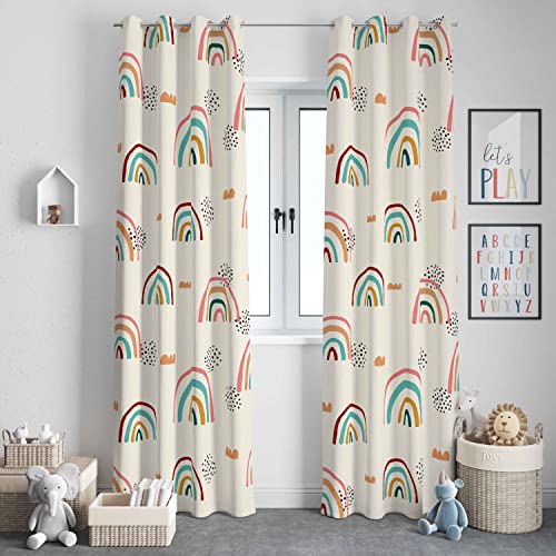 Cute Rainbow Room Darkening Window Curtains