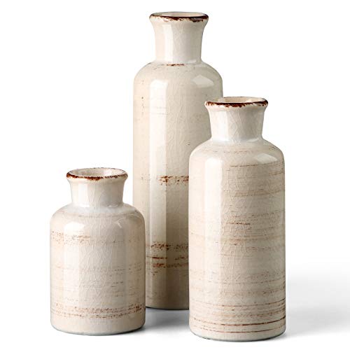 CwlwGO- Ceramic Rustic White Vase Set for Farmhouse Home Décor