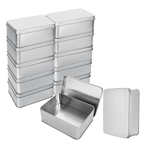 CYEAH Metal Tin Box Containers, 12 Pack Rectangular Tins