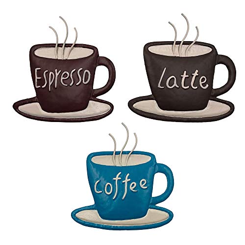 Coffee Metal Wall Art – Latte, Espresso Decor - Brown, Black, Blue