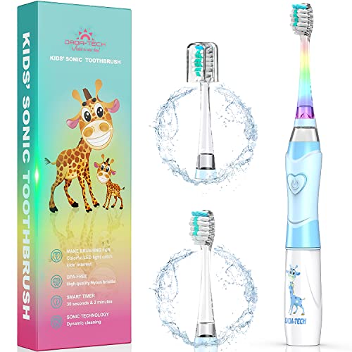 DADA-TECH Kids Electric Toothbrush with Rainbow Lights & Timer, Blue