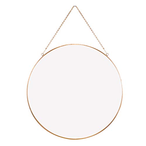Dahey Small Gold Round Mirror with Hanging Chain for Home Decor