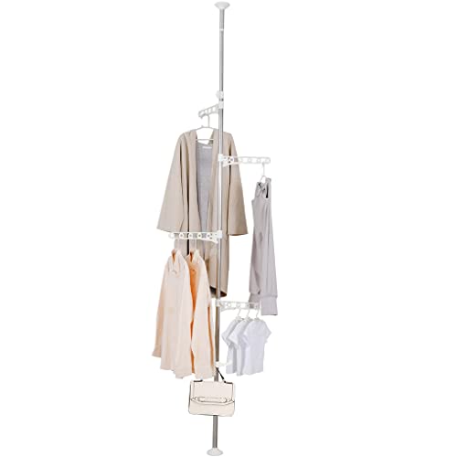DAHOOMII 4-Tier Adjustable Laundry Pole Clothes Drying Rack