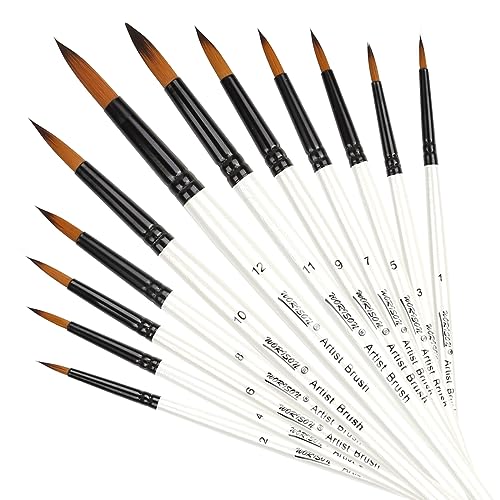Transon 8pcs Round Watercolor Paint Brush Set Goat Hair for  Watercolors,Acrylics,Inks,Gouache,Oil and Tempera