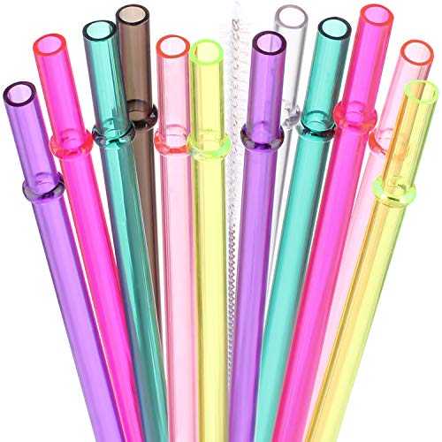 DAKOUFISH 11 Inch Tritan Replacement Drinking Straws with Cleaning Brush (Pack of 12)
