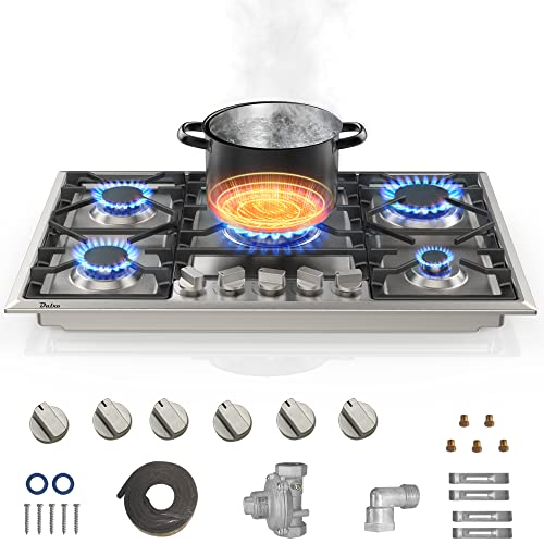 Dalxo 30 Inch Gas Cooktop with 6 Metal Knob