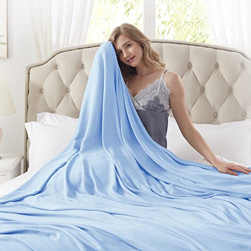 Ultra-Cool Bamboo Cooling Blanket for All Seasons (79X91 inches, Blue)