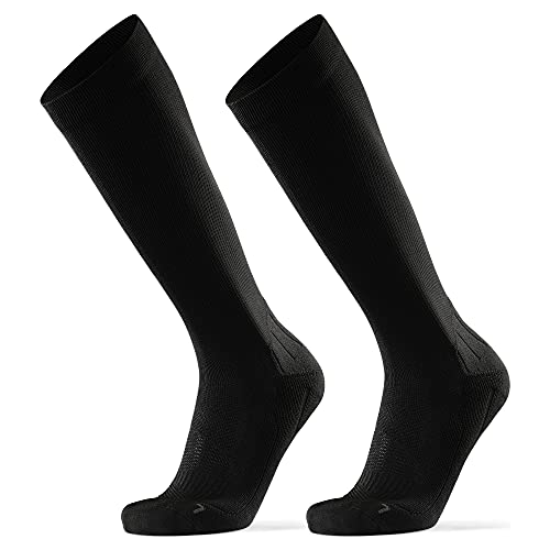 DANISH ENDURANCE 2 Pack Graduated Compression Socks, 21-26mmHg, for Women & Men, Black, Medium