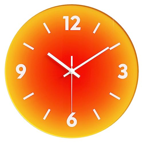 Dankeit 12" Orange Modern Wall Clock - Silent, Non-Ticking, Battery Operated