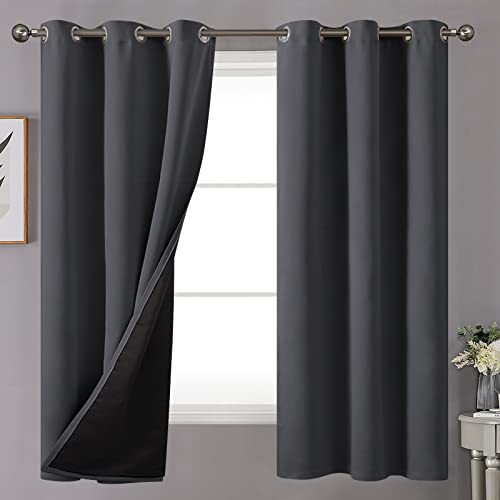 Dark Grey 100% Blackout Curtains for Bedroom