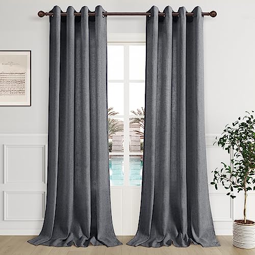 Dark Grey Linen Curtains 519iIe4b6L 