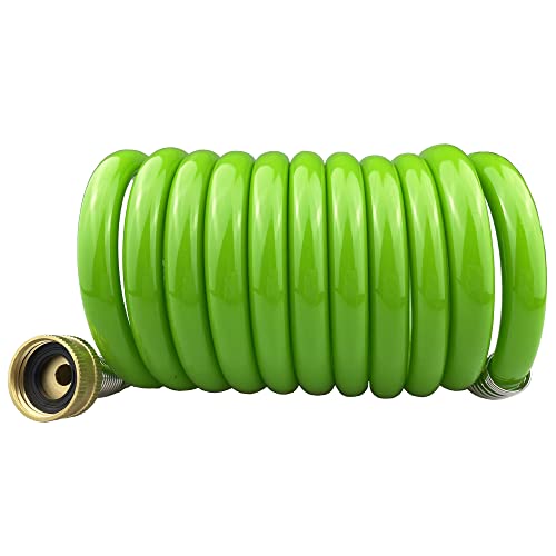 Darnassus Self-Coiling Garden Hose with Solid Brass Fittings
