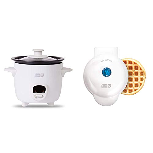 Dash Mini Rice Cooker Steamer & Waffle Maker Set, White