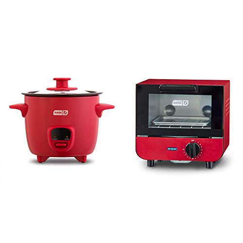 Dash Mini Rice Cooker & Steamer with Keep Warm Function, Red
