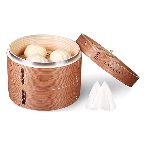 Dasoguy Deepen Wood Steamer with Stainless Steel Rings