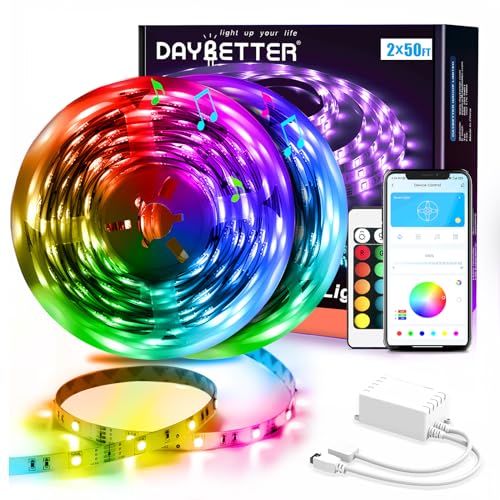 DAYBETTER Smart LED Strip Lights - 5050 RGB, 100ft