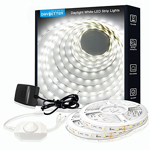 DAYBETTER 40ft Dimmable White LED Light Strips for Home Decoration