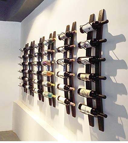 DCIGNA Barrel Stave Wall Wine Rack - Holds 6 Bottles (Red Wine Color)