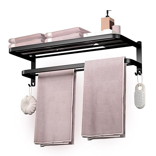 DDS-DUDES Stainless Steel Bathroom Towel Rack with Double Bars Shelf