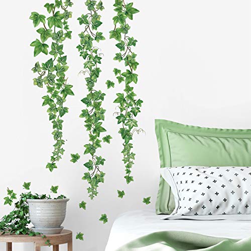 decalmile Evergreen Ivy Leaves Wall Stickers