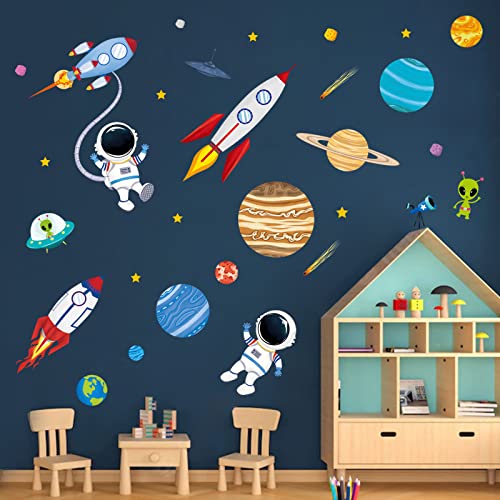 Outer Space Rocket Planet Astronaut Wall Decals for Boys