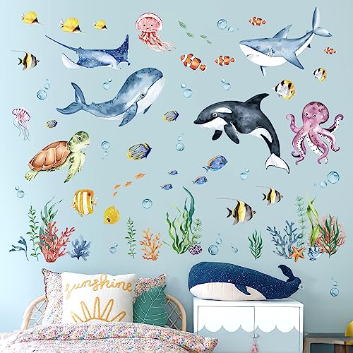 decalmile Under The Sea Watercolor Fish Wall Decals