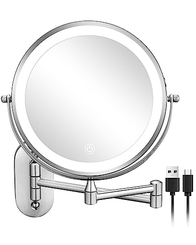 DECLUTTR Rechargeable Makeup Mirror with Magnification and Adjustable Lighting
