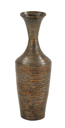 Deco 79 Bamboo Tall Floor Vase with Lacquer, 8" x 8" x 23", Dark Brown