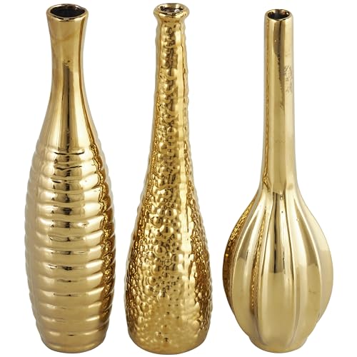 Deco 79 Trumpet Vase Set, Gold