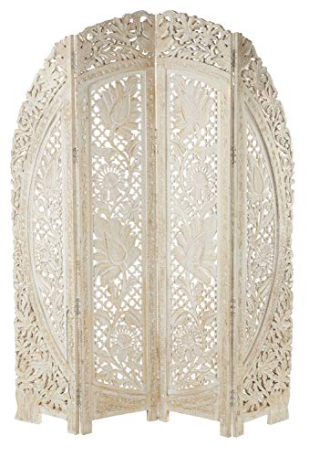 Deco 79 Wood Floral Handmade Hinged Partition Room Divider