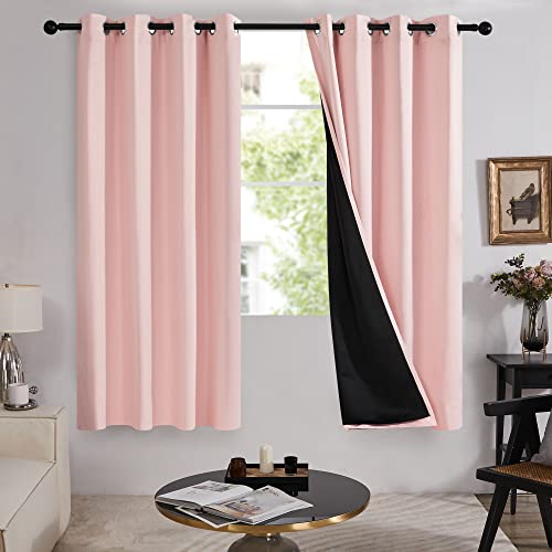 Deconovo Crystal Pink 100% Blackout Window Drapes, Set of 2