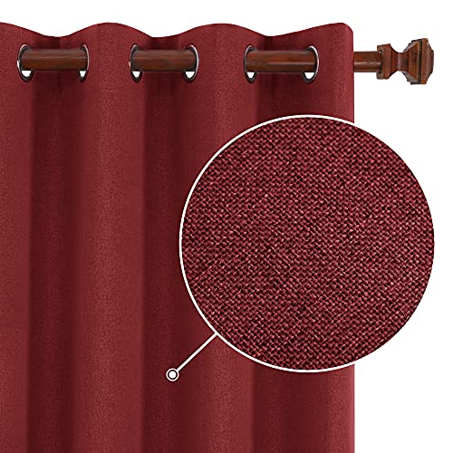 Deconovo Blackout Linen Grommet Curtains: 52x84 Inch, 2 Panels, Cherry Red