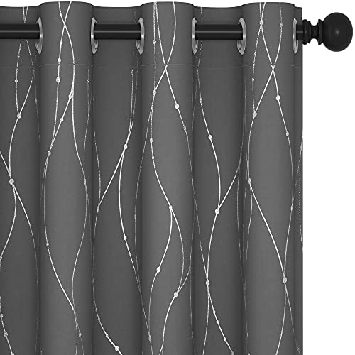 Deconovo Blackout Kitchen Curtains - Thermal Insulated Curtains, Dots Pattern