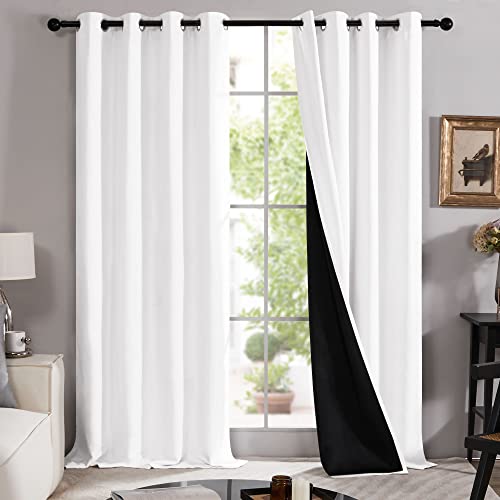 Deconovo White Blackout Curtains - 100% Light Blocking Window Curtains