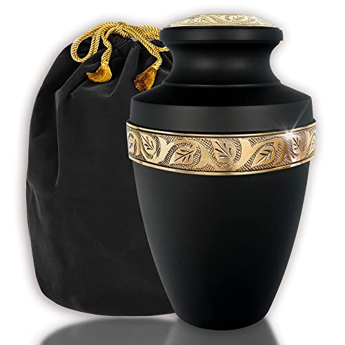 Decorative Cremation Urns for Human Ashes - Black, Large